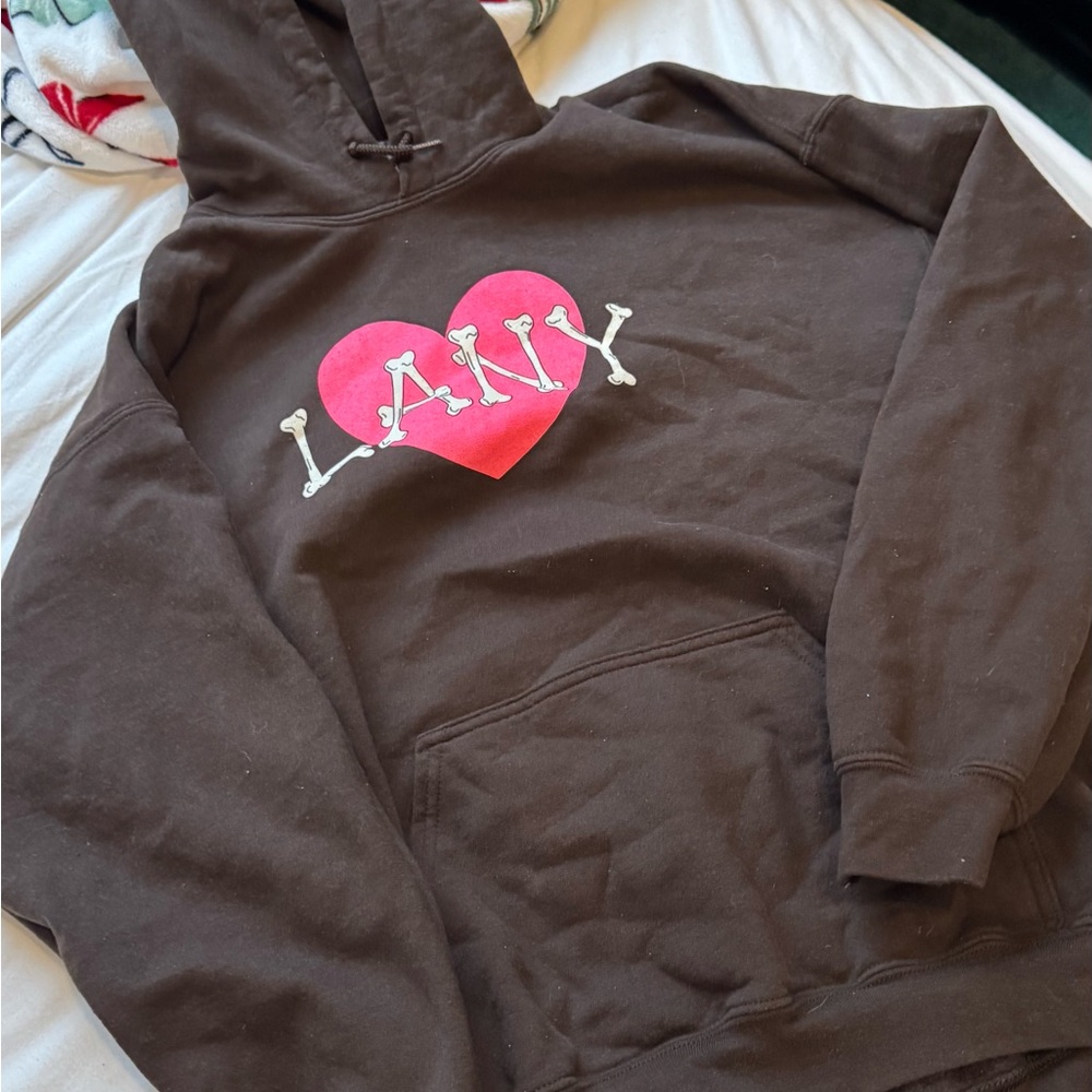 Brown Hoodie with Heart and LANY Design